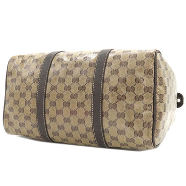 グッチ GUCCI GGクリスタル ボストン 265697 ベージュXブラウン PVC レザー ボストンバッグ ハンドバッグ ビニールコーティング