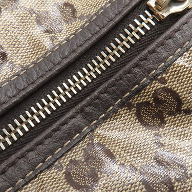 グッチ GUCCI GGクリスタル ボストン 265697 ベージュXブラウン PVC レザー ボストンバッグ ハンドバッグ ビニールコーティング