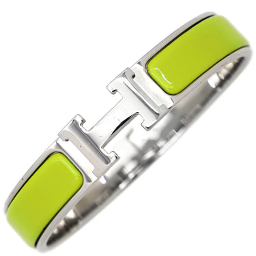 エルメス HERMES クリックH PM イエロー系×シルバー メタル エナメル ブレスレット Hブレス クリッククラック