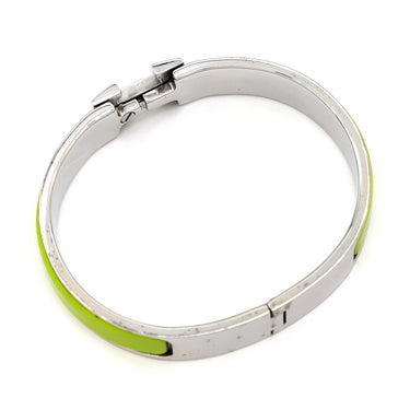 エルメス HERMES クリックH PM イエロー系×シルバー メタル エナメル ブレスレット Hブレス クリッククラック