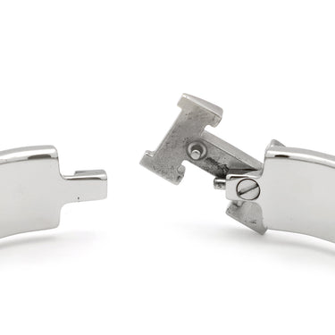 エルメス HERMES クリックH PM イエロー系×シルバー メタル エナメル ブレスレット Hブレス クリッククラック