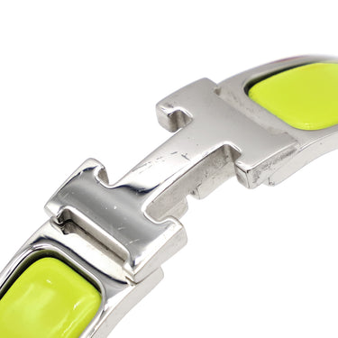 エルメス HERMES クリックH PM イエロー系×シルバー メタル エナメル ブレスレット Hブレス クリッククラック