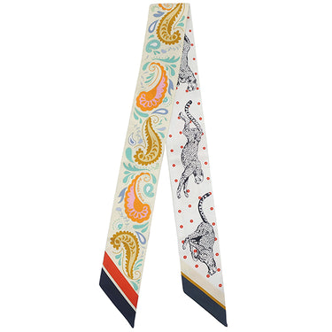 エルメス HERMES ツイリー ジョーヌスクル×オレンジ×グリーン シルク スカーフ 【GUEPARDS BANDANA MULT/チーター バンダナ】