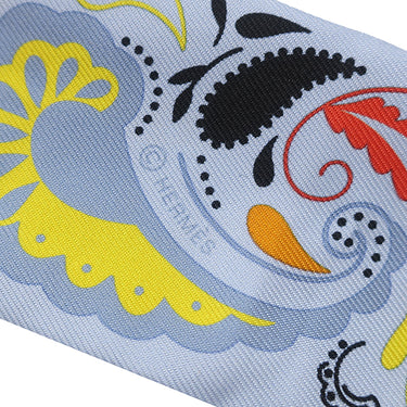 エルメス HERMES ツイリー ブルーシエル×ジョーヌヴィフ×レッド シルク スカーフ 【GUEPARDE BANDANA/チーター バンダナ】
