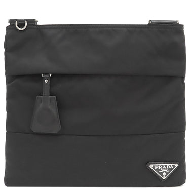 プラダ PRADA 三角ロゴ BT0741 ブラック ナイロン ショルダーバッグ シルバー金具 黒