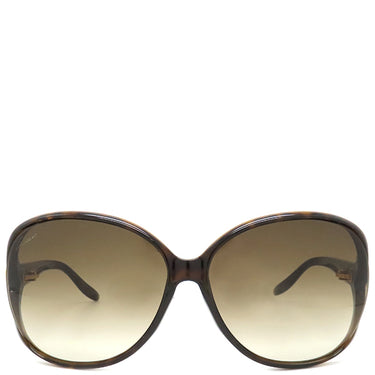 グッチ GUCCI インターロッキング ハートロゴ バタフライシェイプ 62□13 GG3525KS ブラウン プラスチック サングラス ゴールド金具 茶 アジアンフィット