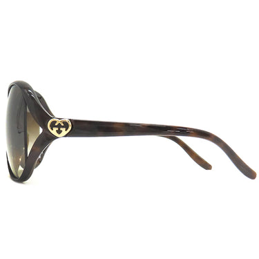 グッチ GUCCI インターロッキング ハートロゴ バタフライシェイプ 62□13 GG3525KS ブラウン プラスチック サングラス ゴールド金具 茶 アジアンフィット