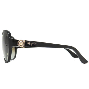 サルヴァトーレ・フェラガモ Salvatore Ferragamo オーバル 59□16 SF713SA ブラック プラスチック サングラス ゴールド金具 黒 アジアンフィット
