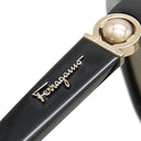 サルヴァトーレ・フェラガモ Salvatore Ferragamo オーバル 59□16 SF713SA ブラック プラスチック サングラス ゴールド金具 黒 アジアンフィット