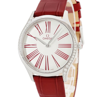 腕時計 オメガ OMEGA デ ヴィル トレゾア 428.18.36.60.04.002 クオーツ レディース 純正ダイヤ シルバー レッド