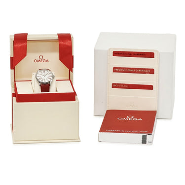 腕時計 オメガ OMEGA デ ヴィル トレゾア 428.18.36.60.04.002 クオーツ レディース 純正ダイヤ シルバー レッド