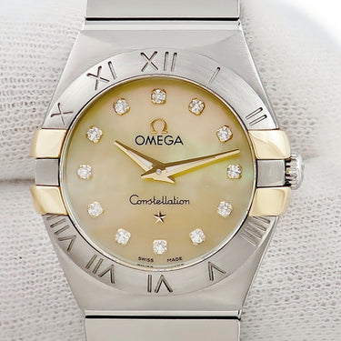 腕時計 オメガ OMEGA コンステレーション 123.20.24.60.57.002 クオーツ レディース K18YG×SS コンビ 純正ダイヤ シェル シャンパン