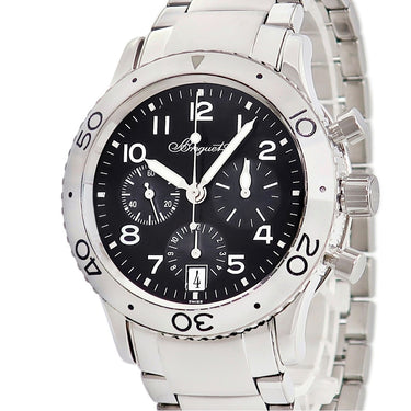 腕時計 ブレゲ BREGUET トランスアトランティック タイプXX 3820ST 自動巻き メンズ ブラック コインエッジ クロノグラフ アラビア