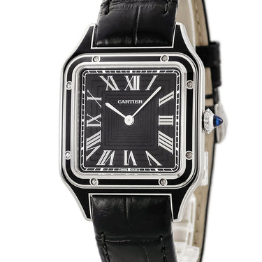 腕時計 カルティエ Cartier サントス デュモン LM WSSA0046 手巻き メンズ レディース ブラックラッカー 黒 スクエア ローマン