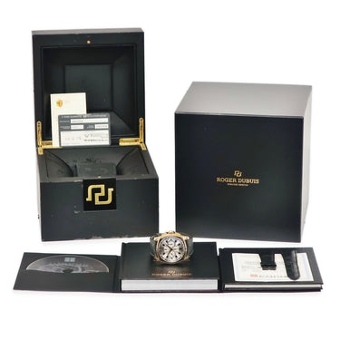 腕時計 ロジェデュブイ ROGER DUBUIS モネガスク クロノグラフ DBMG0004 自動巻き メンズ K18PG無垢 シルバー タキメーター