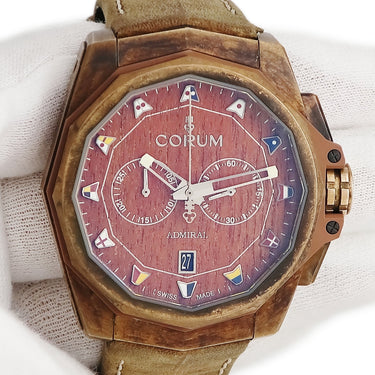 腕時計 コルム CORUM アドミラルズカップ クロノグラフ 116.200.53/0F62 AW01 自動巻き メンズ ブロンズ 12角形 ウッド 信号旗