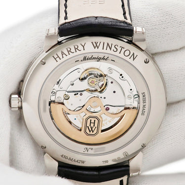 腕時計 ハリーウィンストン Harry Winston ミッドナイト 450MA42WLW 自動巻き メンズ K18WG無垢 デイト シルバー バー ラウンド