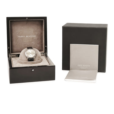 腕時計 ハリーウィンストン Harry Winston ミッドナイト 450MA42WLW 自動巻き メンズ K18WG無垢 デイト シルバー バー ラウンド