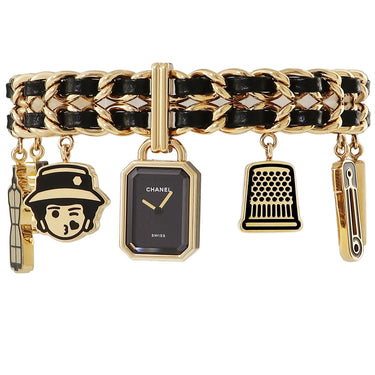腕時計 シャネル CHANEL プルミエール チャーム クチュール H9859 クオーツ レディース ブラック 黒 チェーン 編み込み 限定