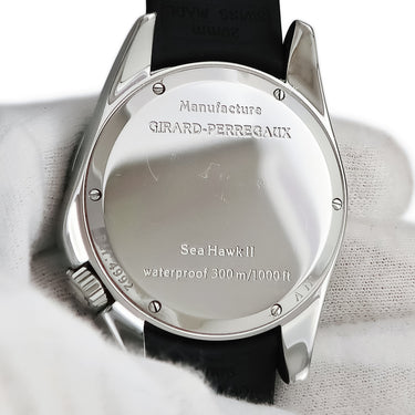 腕時計 ジラールペルゴ GIRARD PERREGAUX シーホーク2 4992 自動巻き メンズ 4時位置リューズ パワーリザーブ ホワイト 逆回転防止ベゼル