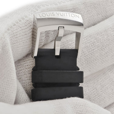 腕時計 ルイヴィトン LOUIS VUITTON タンブール クロノグラフ ダミエ・グラフィット レース QA130Z 自動巻き メンズ ブラックPVD グリーン