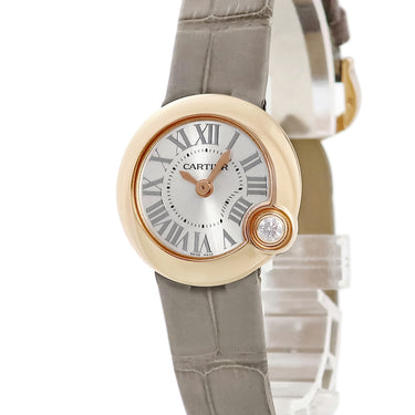 腕時計 カルティエ Cartier バロン ブラン ドゥ カルティエ WGBL0004 クオーツ レディース K18PG無垢 純正ダイヤ シルバー ローマン