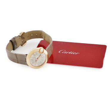 腕時計 カルティエ Cartier バロン ブラン ドゥ カルティエ WGBL0004 クオーツ レディース K18PG無垢 純正ダイヤ シルバー ローマン