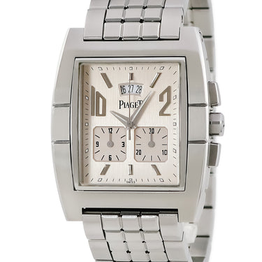 腕時計 ピアジェ PIAGET アップストリーム クロノグラフ 27150 クオーツ メンズ ストリームライン ベゼルバックル 角型 シルバー