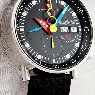 腕時計 アランシルベスタイン ALAIN SILBERSTEIN クロノバウハウス デイデイト KB111 自動巻き メンズ ブラック 黒 クロノグラフ 限定