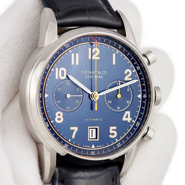 腕時計 ティファニー Tiffany & Co CT60 クロノグラフ 34668396 自動巻き メンズ デイト ダークブルー ネイビー スモールセコンド