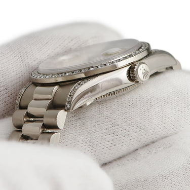 腕時計 ロレックス ROLEX デイトジャスト 31 68159G E番 自動巻き レディース E番 K18WG無垢 純正ダイヤ 3連 プレジデントブレス