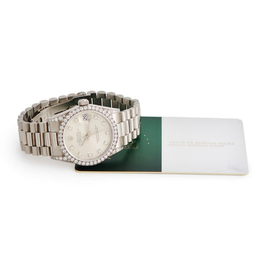 腕時計 ロレックス ROLEX デイトジャスト 31 68159G E番 自動巻き レディース E番 K18WG無垢 純正ダイヤ 3連 プレジデントブレス