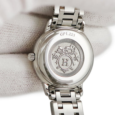 腕時計 エルメス HERMES クリッパー ナクレ CP1.221 クオーツ レディース ピンクGP×SS シェル デイト アラビア