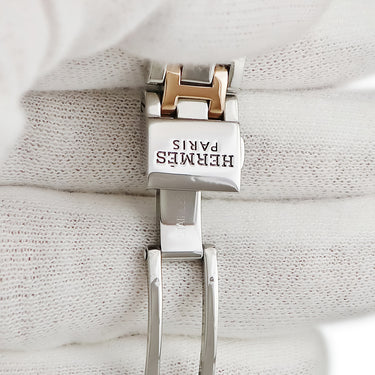 腕時計 エルメス HERMES クリッパー ナクレ CP1.221 クオーツ レディース ピンクGP×SS シェル デイト アラビア