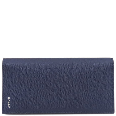 バリー BALLY フラッグ コンチネンタル ウォレット 4BLY-13 マリン レザー 長財布 シルバー金具 紺 二つ折り