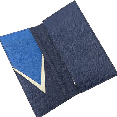 バリー BALLY フラッグ コンチネンタル ウォレット 4BLY-13 マリン レザー 長財布 シルバー金具 紺 二つ折り