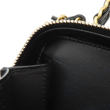 シャネル CHANEL トップハンドル ヴァニティ AS3222 ブラック ラムスキン ショルダーバッグ ゴールド金具 チェーンショルダー バニティ 黒