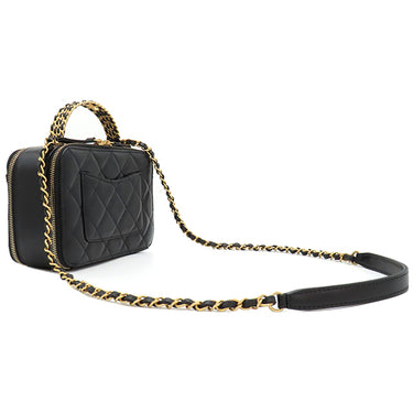シャネル CHANEL トップハンドル ヴァニティ AS3222 ブラック ラムスキン ショルダーバッグ ゴールド金具 チェーンショルダー バニティ 黒