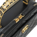 シャネル CHANEL トップハンドル ヴァニティ AS3222 ブラック ラムスキン ショルダーバッグ ゴールド金具 チェーンショルダー バニティ 黒