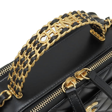 シャネル CHANEL トップハンドル ヴァニティ AS3222 ブラック ラムスキン ショルダーバッグ ゴールド金具 チェーンショルダー バニティ 黒