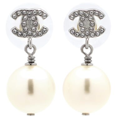 シャネル CHANEL ココマーク パール A36138 シルバー メタル ラインストーン フェイクパール ピアス CCマーク