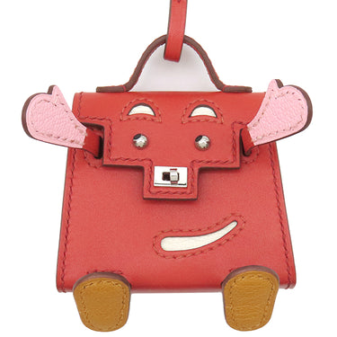 エルメス HERMES ビジュードサック ケリードール サンギーヌ×ナタ×ローズサクラ×キャラメル タデラクト バッグチャーム シルバー金具 赤 アイボリー ピンク 茶