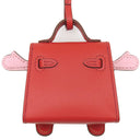 エルメス HERMES ビジュードサック ケリードール サンギーヌ×ナタ×ローズサクラ×キャラメル タデラクト バッグチャーム シルバー金具 赤 アイボリー ピンク 茶