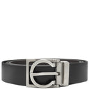 フェラガモ FERRAGAMO ガンチーニ リバーシブル ブラック×ブラウン カーフ ベルト シルバー金具 黒 茶