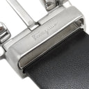 フェラガモ FERRAGAMO ガンチーニ リバーシブル ブラック×ブラウン カーフ ベルト シルバー金具 黒 茶