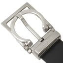 フェラガモ FERRAGAMO ガンチーニ リバーシブル ブラック×ブラウン カーフ ベルト シルバー金具 黒 茶