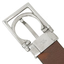 フェラガモ FERRAGAMO ガンチーニ リバーシブル ブラック×ブラウン カーフ ベルト シルバー金具 黒 茶