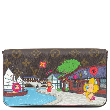 ルイヴィトン LOUIS VUITTON ポシェット フェリシー モノグラム モノグラムキャンバス チェーンウォレット ゴールド金具 ヴィヴィエンヌ チェーンショルダー 茶 赤