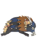 バーバリー BURBERRY ビースト コレクション ネイビー×ブラウン×マルチカラー レザー バッグチャーム シルバー金具 紺 茶 バーバリーチェック