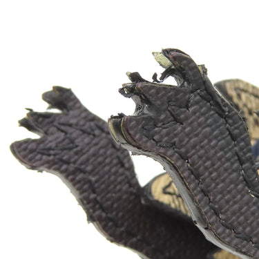 バーバリー BURBERRY ビースト コレクション ネイビー×ブラウン×マルチカラー レザー バッグチャーム シルバー金具 紺 茶 バーバリーチェック